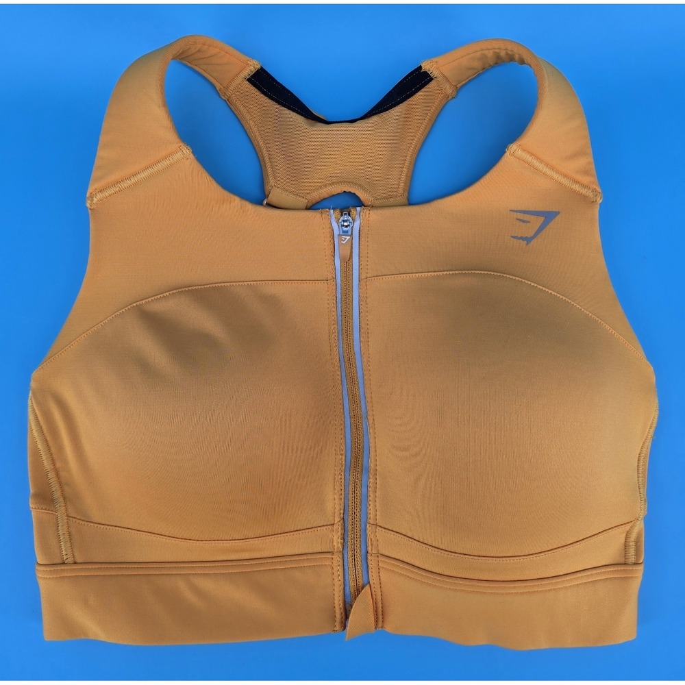 Gymshark Speed Sports Bra Women's XS Horizon Orange Front Zip‎ Racerback Gym